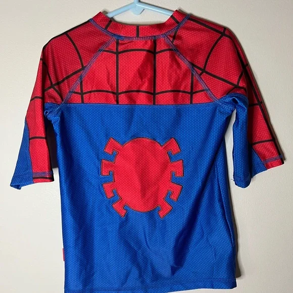 Disney SpiderMan bathing suit along with rash guard swim shirt